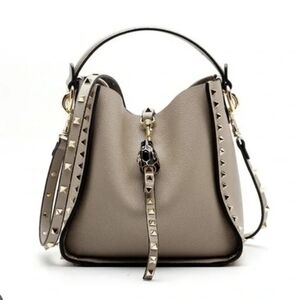 Studded Tan Bucket Bag